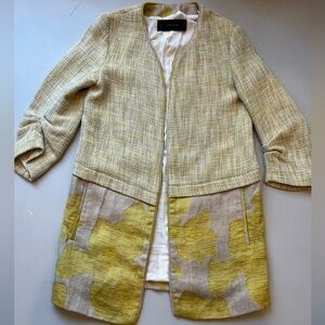 Zara tweed mixed pattern yellow blazer